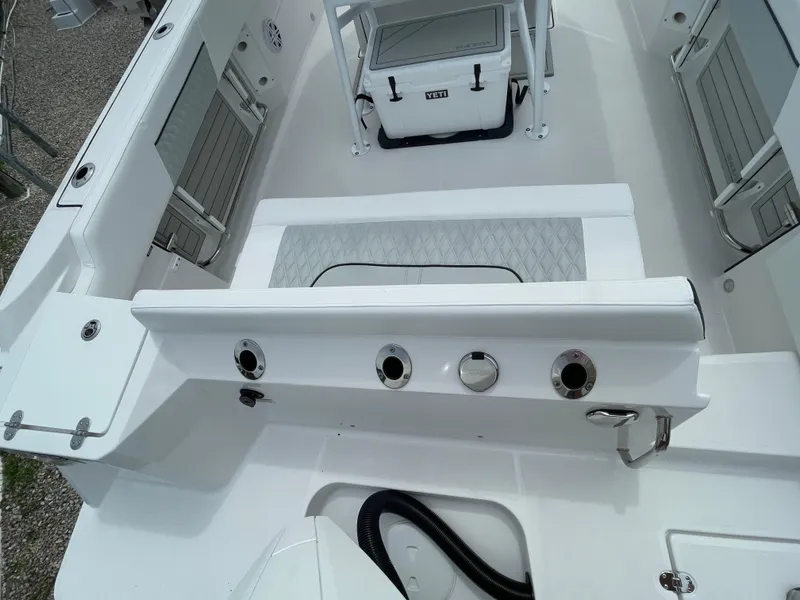 Slide: The Image of 2026 Blackfin 222CC boat interior with seating and storage compartments. - 20