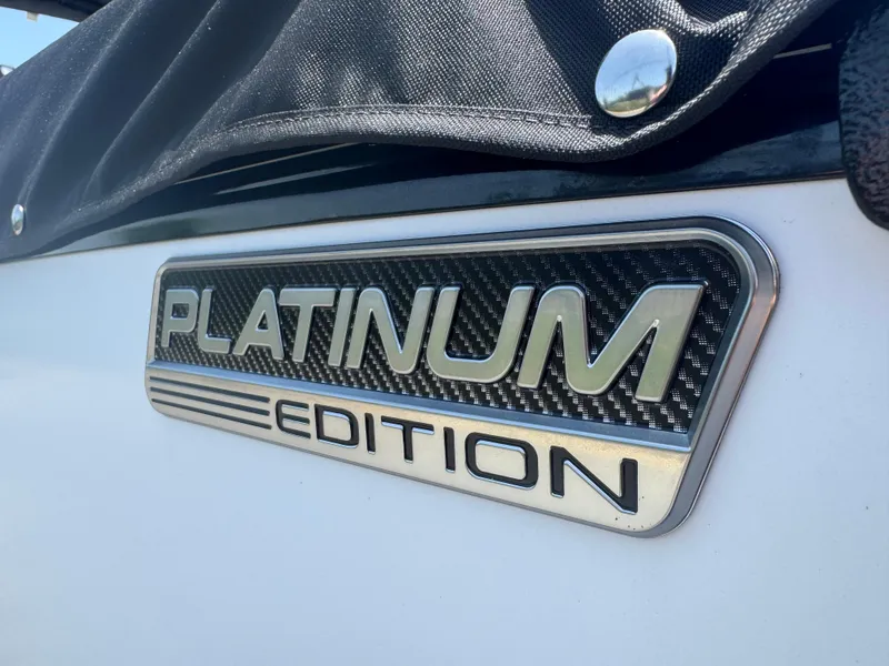 Slide: The Image of 2025 Avalon Catalina Platinum Edition logo on boat exterior. - 7