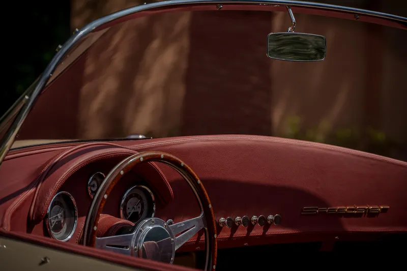 Slide: The Image of Interior of 2025 Seven Seas Yachts Venus Speedster, featuring classic red dashboard and steering wheel. - 5