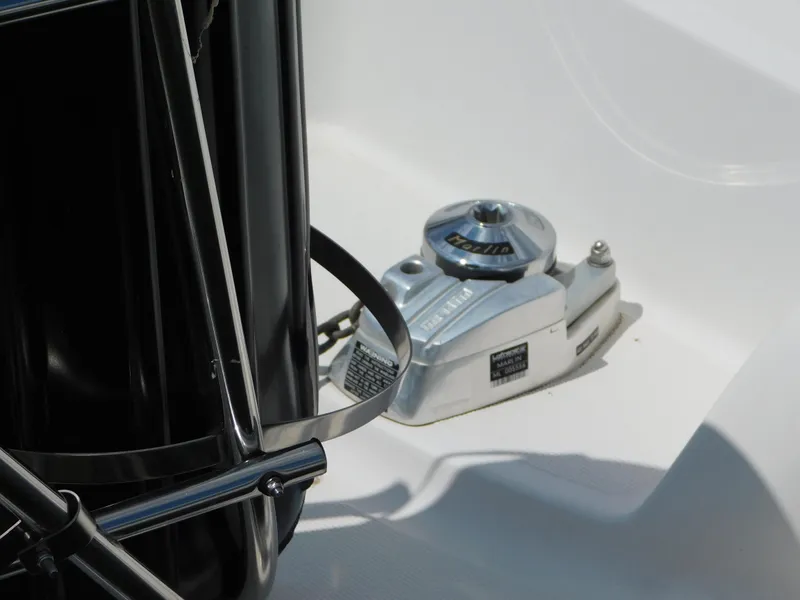 Slide: The Image of Close-up of a 2003 Regal 2860 Commodore boat's anchor windlass system. - 6