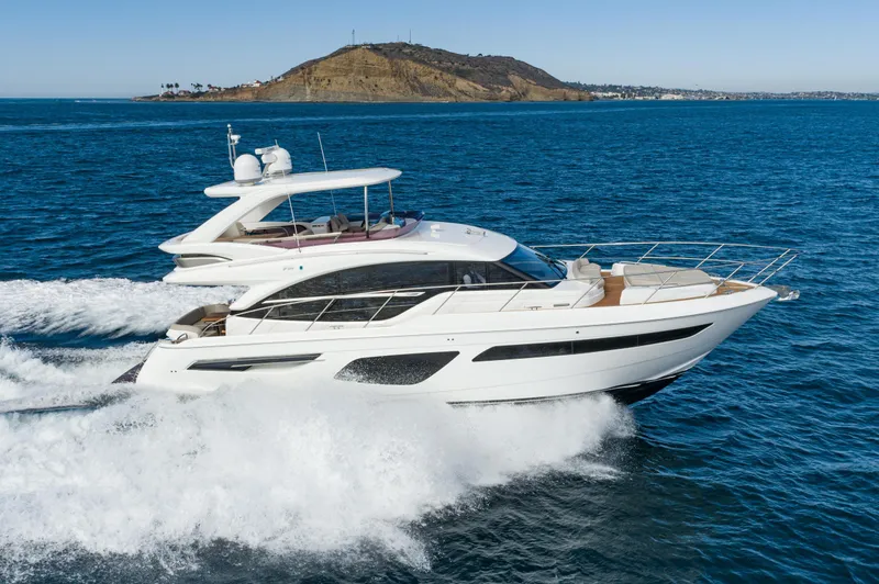 Slide: The Image of Luxury Princess F55 yacht cruising on open sea, 2022 model. - 13