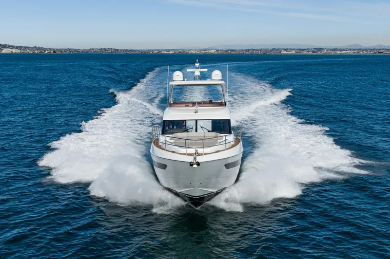 Slide: The Image of Luxury Princess F55 yacht cruising on open water, 2022 model. - 9