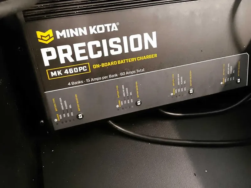Slide: The Image of Minn Kota Precision MK 460PC on-board battery charger in a 2021 Ranger Z519 SC. - 39