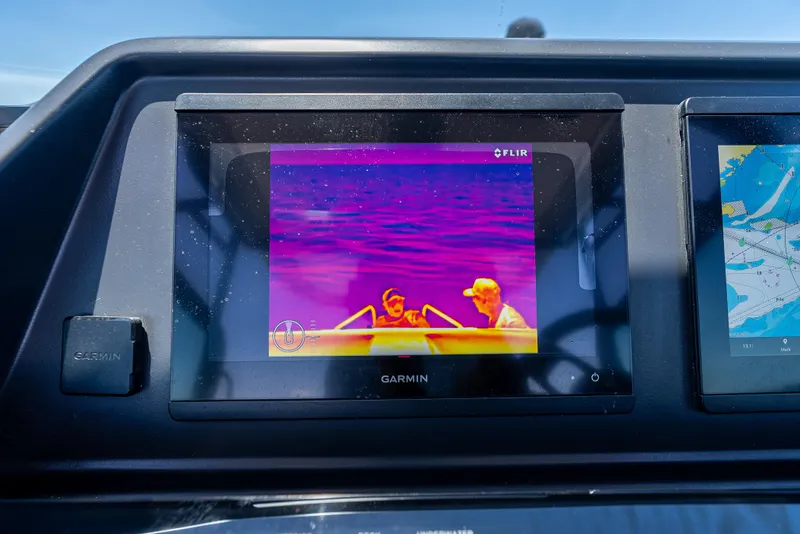 Slide: The Image of Thermal imaging display on 2022 Axopar 28 T-Top Brabus boat dashboard with Garmin system. - 42