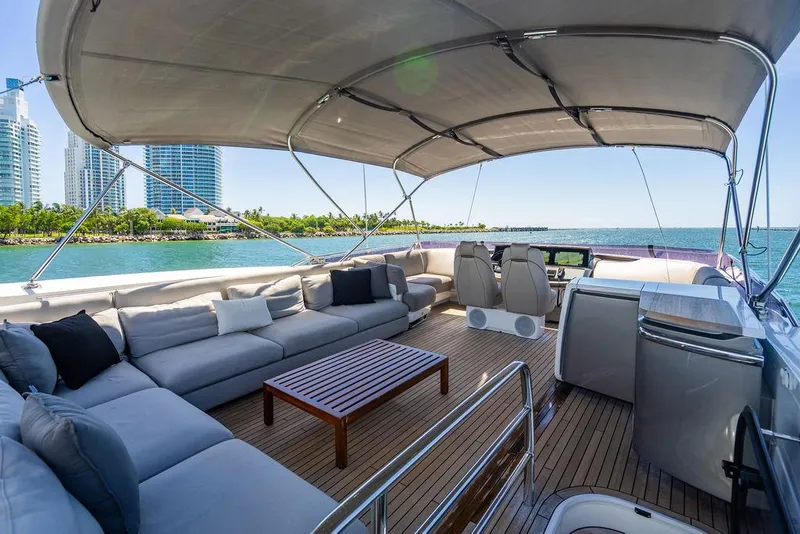 Slide: The Image of Luxurious 2021 Princess S78 yacht deck with seating, ocean view, and modern amenities. - 18