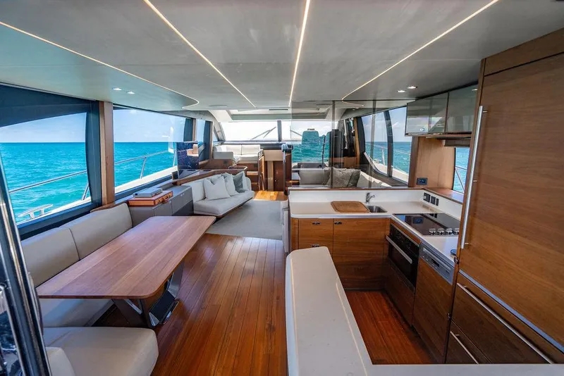 Slide: The Image of Luxurious interior of 2021 Princess S78 yacht with modern kitchen and ocean view. - 26