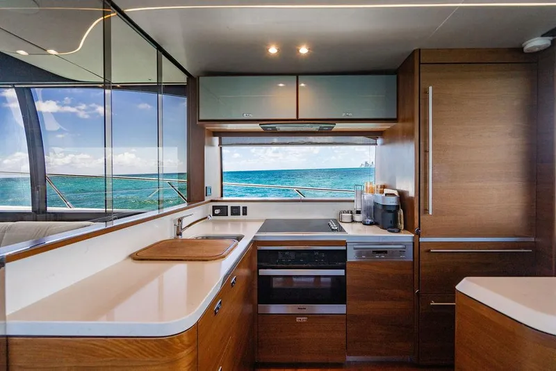 Slide: The Image of Luxurious kitchen interior of 2021 Princess S78 yacht with ocean view. - 30