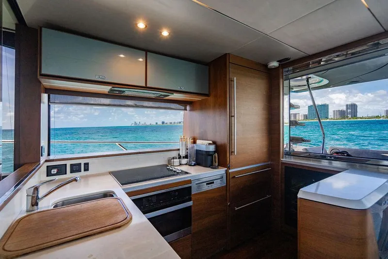 Slide: The Image of Luxurious kitchen interior of 2021 Princess S78 yacht with ocean view. - 31
