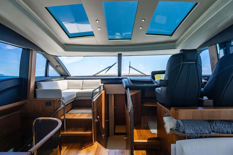 Slide: The Image of Luxurious interior of 2021 Princess S78 yacht with skylights and elegant seating. - 34