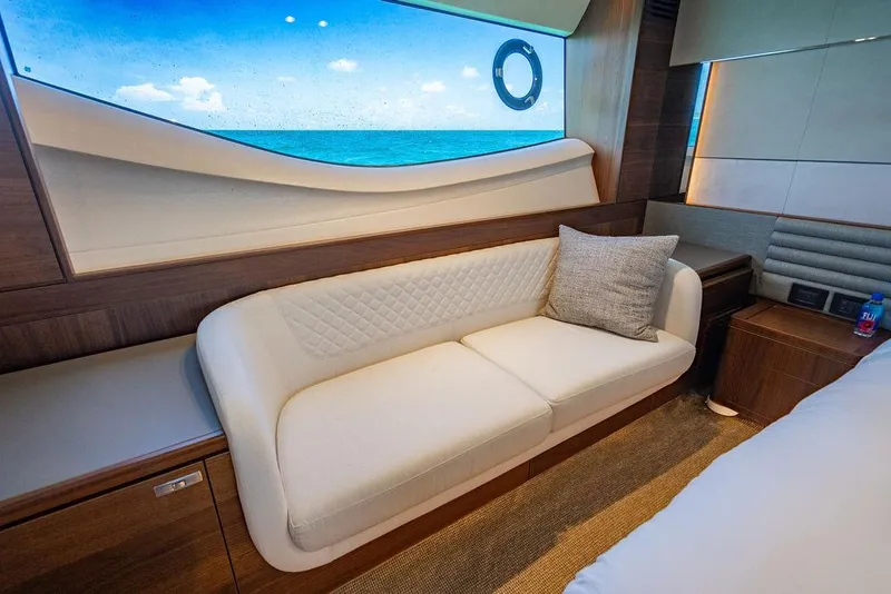 Slide: The Image of Luxurious interior of 2021 Princess S78 yacht with elegant sofa and ocean view. - 39