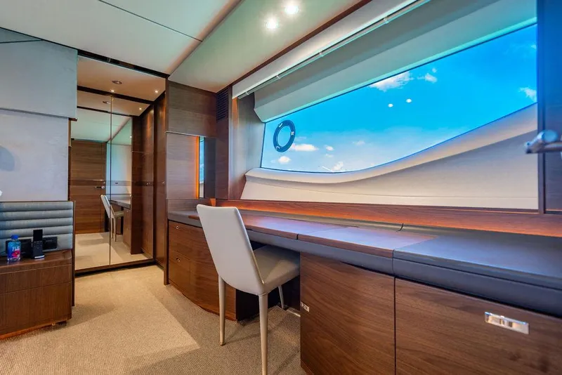 Slide: The Image of Luxurious interior of 2021 Princess S78 yacht with elegant wood finishes and ocean view. - 42