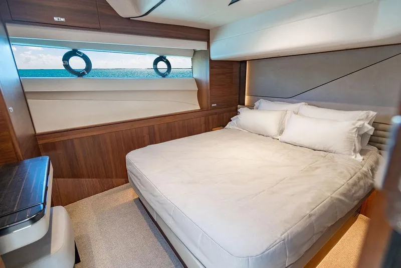 Slide: The Image of Luxurious bedroom interior of 2021 Princess S78 yacht with ocean view. - 47