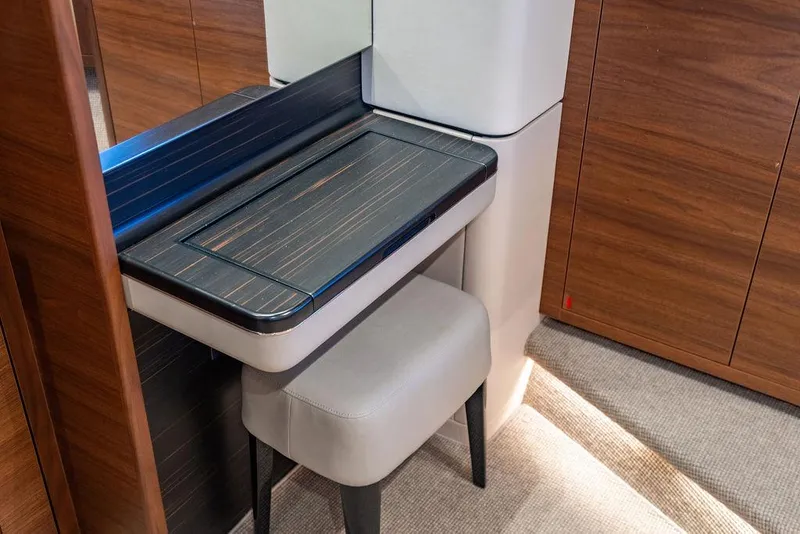 Slide: The Image of Luxurious interior of 2021 Princess S78 yacht with elegant wood and leather finishes. - 48