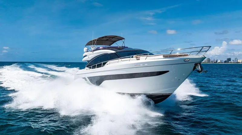Slide: The Image of Luxury Princess S78 yacht cruising on open sea, 2021 model. - 7