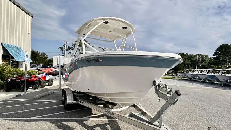 Slide: The Image of 2023 Sea Fox 226 Traveler boat on trailer in parking lot. - 3
