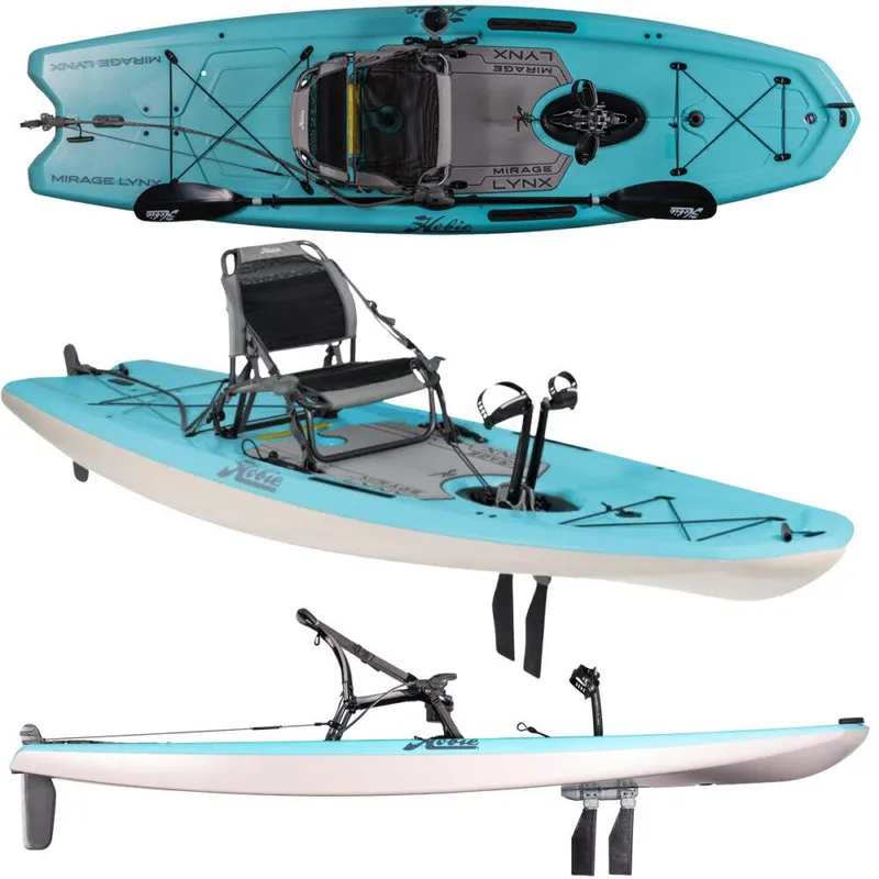 Slide: The Image of 2025 Hobie LYNX kayak, turquoise, featuring pedal drive system and adjustable seat. - 3