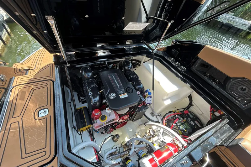 Slide: The Image of Engine compartment of 2026 Cobalt R8 Surf boat, showcasing modern design and components. - 15