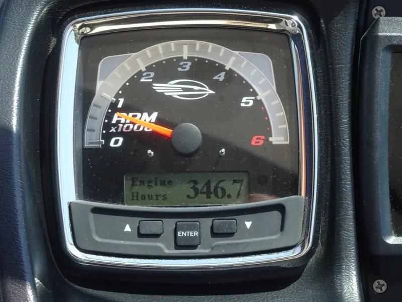 Slide: The Image of Tachometer of 2014 Chaparral 287 SSX showing 346.7 engine hours. - 16