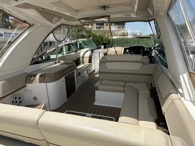 Slide: The Image of 2019 Formula 350 Crossover Bowrider interior with spacious seating and modern design. - 21