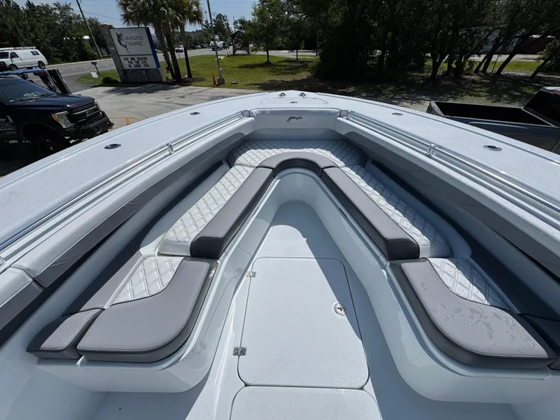 Slide: The Image of 2026 Yellowfin 36 Offshore boat with spacious seating and sleek design. - 18
