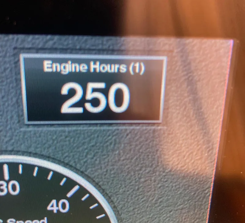 Slide: The Image of Display showing 250 engine hours on 2018 Ranger Tugs R-29 S. - 17