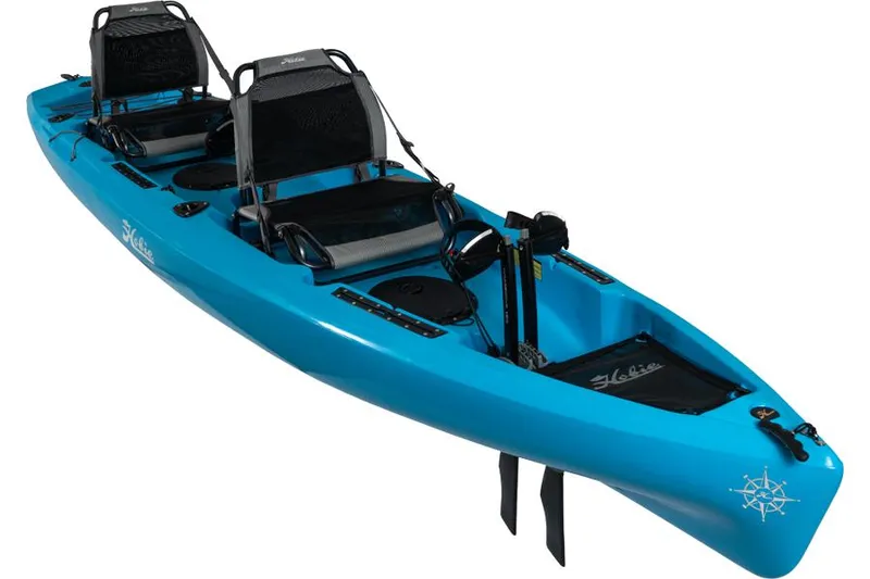 The Image of 2025 Hobie Compass Duo kayak, blue, tandem seats, pedal drive system. - 1