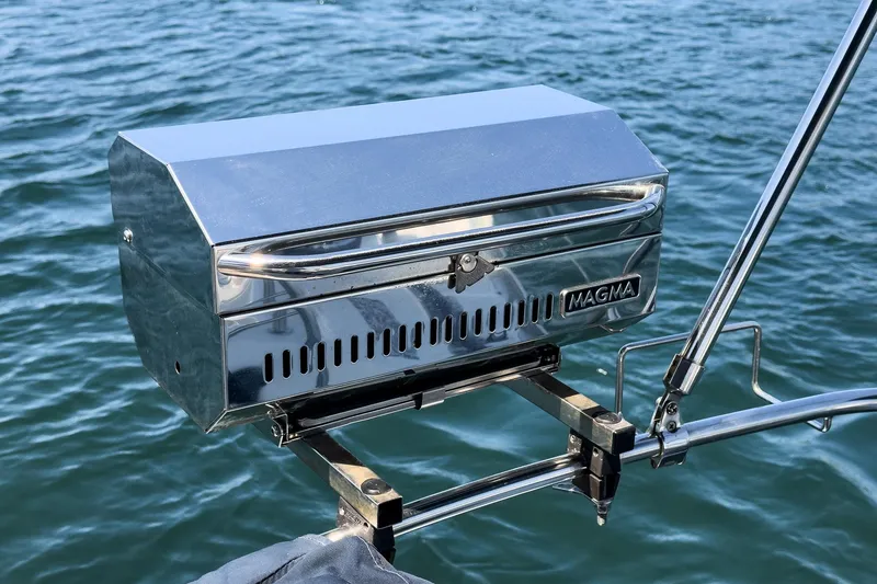 Slide: The Image of Stainless steel Magma grill mounted on Jeanneau Sun Odyssey 43 sailboat, 2002 model. - 41