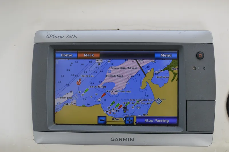 Slide: The Image of Garmin GPSmap 740s displaying nautical chart on Sea Ray 310 Sundancer, 1998 model. - 31