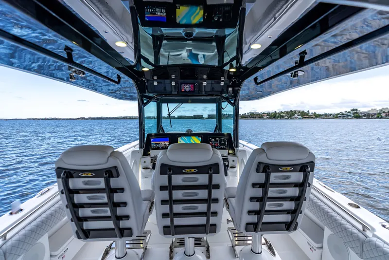 Slide: The Image of Interior view of 2024 HCB 42 Lujo boat with advanced navigation system. - 17
