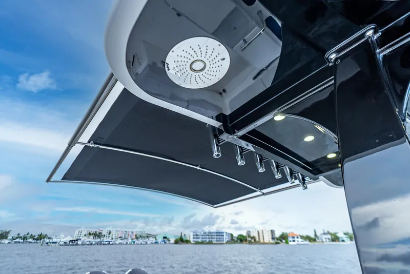 Slide: The Image of 2024 HCB 42 Lujo boat canopy with integrated lighting and speaker system. - 28