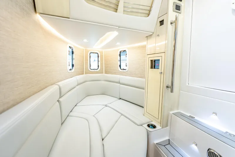 Slide: The Image of Luxurious interior of 2024 HCB 42 Lujo boat with elegant seating and modern design. - 33