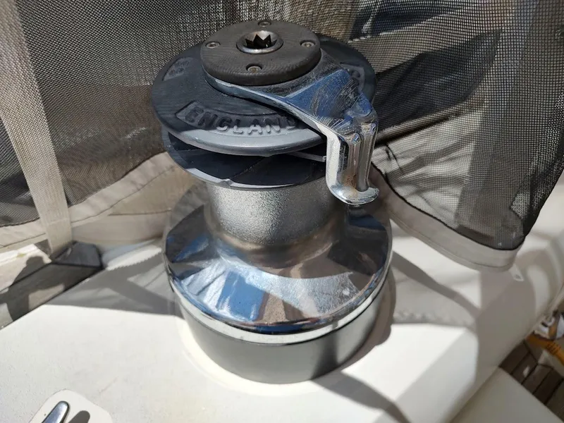 Slide: The Image of Winch on 1982 Ta Shing Tatoosh 42 sailboat, close-up view. - 33