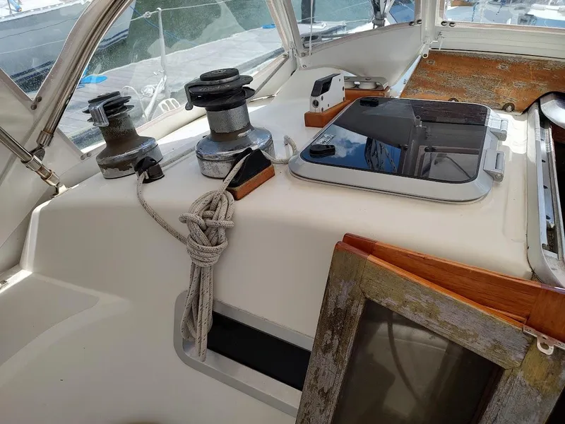Slide: The Image of Cockpit of 1982 Ta Shing Tatoosh 42 sailboat with winches and hatch. - 40