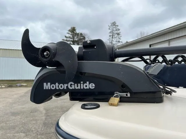 Slide: The Image of MotorGuide trolling motor on 2013 Grady-White Fisherman 180 boat, outdoor setting. - 17