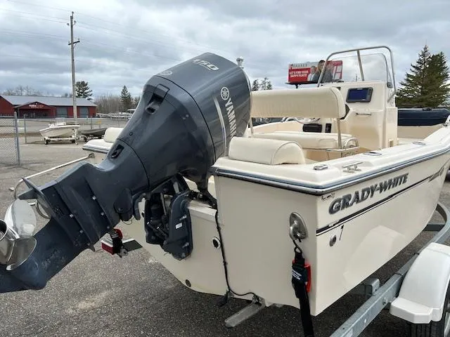 Slide: The Image of 2013 Grady-White Fisherman 180 boat with Yamaha outboard motor on trailer. - 7