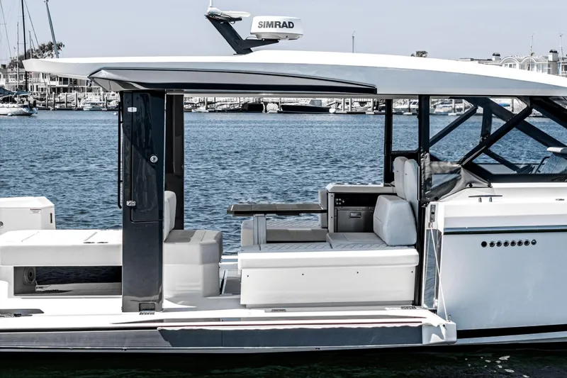 Slide: The Image of Saxdor 400 GTO 2025 luxury yacht with sleek design and modern amenities on the water. - 35