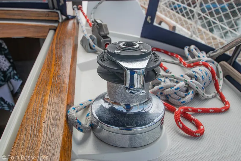 Slide: The Image of Winch and ropes on a 1992 Catalina 36 sailboat deck. - 35