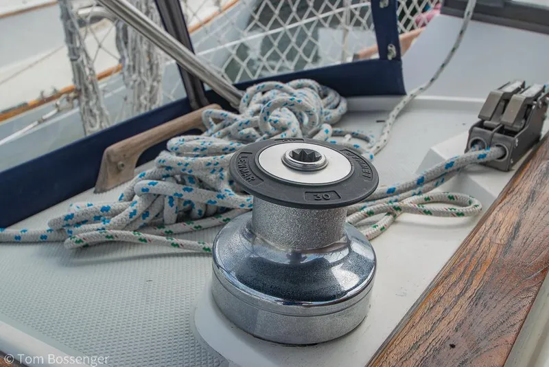 Slide: The Image of Winch and ropes on a 1992 Catalina 36 sailboat deck. - 36