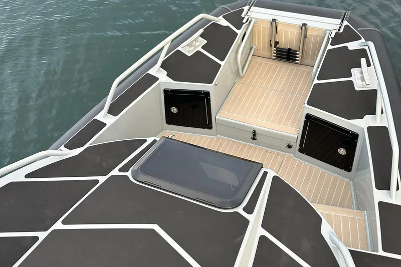 Slide: The Image of 2023 Life Proof 35 Full Cabin boat deck with sleek design and modern features. - 14