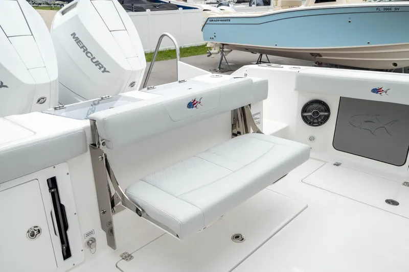 Slide: The Image of 2026 Crevalle 33 CSF boat with Mercury engines and foldable seating. - 26