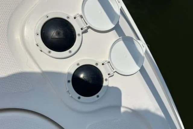 Slide: The Image of Fuel caps on a 2016 Sea Ray 510 Fly boat deck. - 13