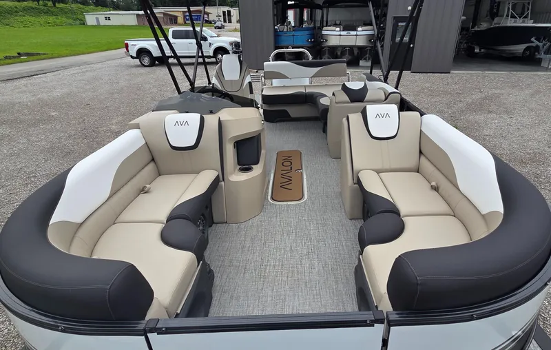 Slide: The Image of 2025 Avalon Platinum LSZ 2385 Cruise Rear Bench with luxurious seating and modern design. - 4