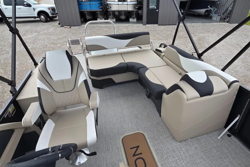 Slide: The Image of 2025 Avalon Platinum LSZ 2385 Cruise Rear Bench with stylish seating and modern design. - 7