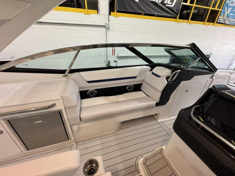 Slide: The Image of 2026 Formula 360 Crossover Bowrider I/O interior with sleek seating and modern design. - 39