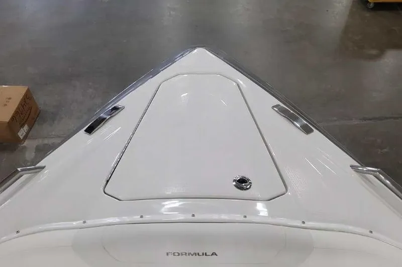 Slide: The Image of Bow of 2027 Formula 360 Crossover Bowrider I/O, showcasing sleek design and modern features. - 48