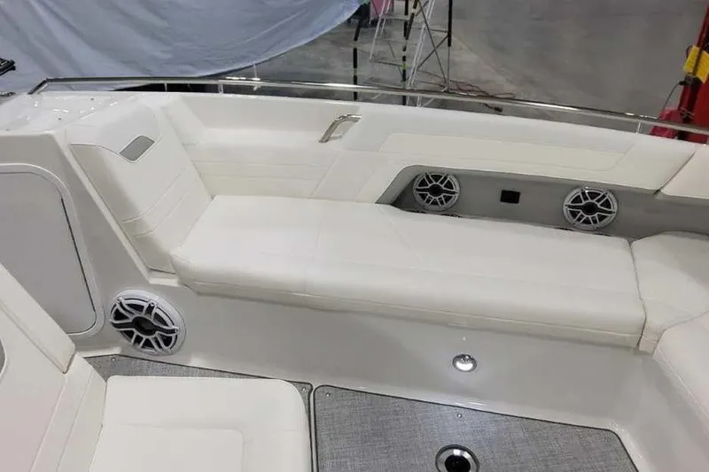 Slide: The Image of Luxurious seating area in the 2027 Formula 360 Crossover Bowrider I/O boat. - 41