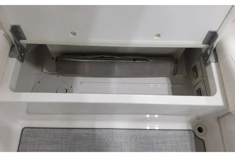Slide: The Image of Storage compartment in 2027 Formula 360 Crossover Bowrider I/O boat, featuring sleek design and ample space. - 20