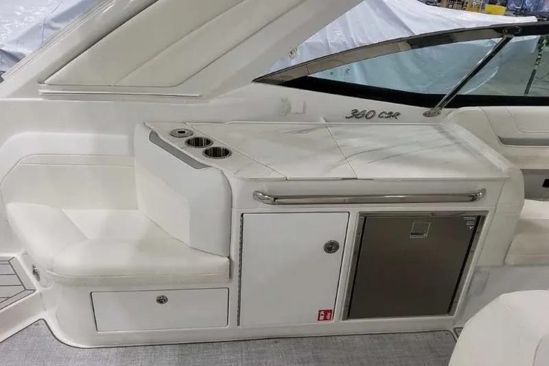 Slide: The Image of 2027 Formula 360 Crossover Bowrider I/O interior with sleek seating and modern amenities. - 28