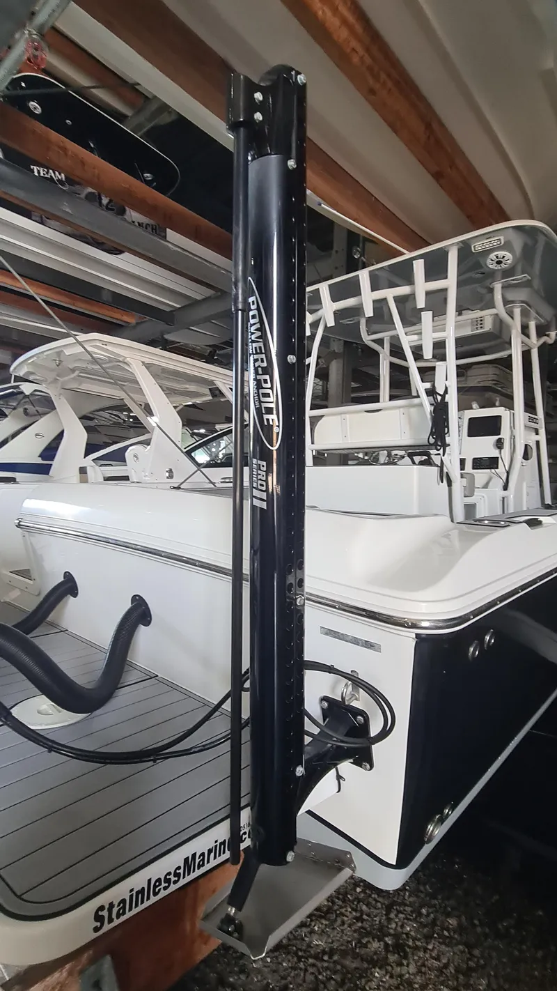 Slide: The Image of 2021 Clearwater 2800 CC boat with Power-Pole anchor in storage. - 31