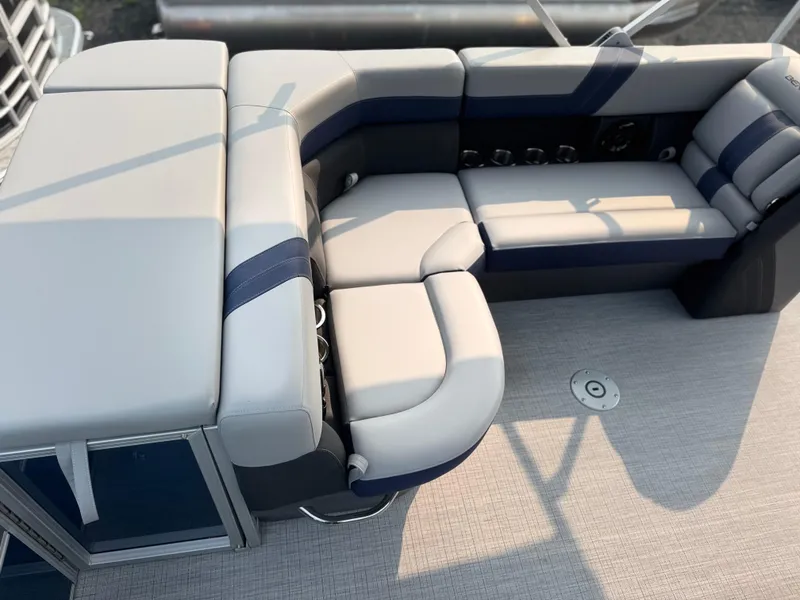 Slide: The Image of Luxurious seating on 2025 Berkshire 22CL CTS pontoon boat, featuring modern design and comfort. - 10